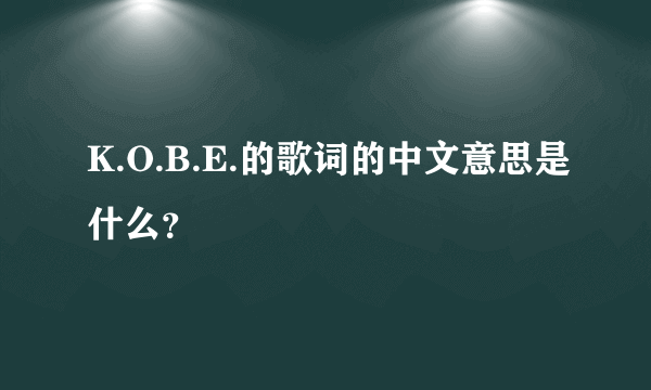 K.O.B.E.的歌词的中文意思是什么？