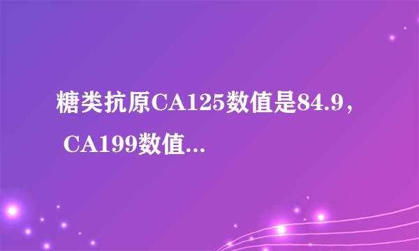 糖类抗原CA125数值是84.9， CA199数值是642.50，有问题...