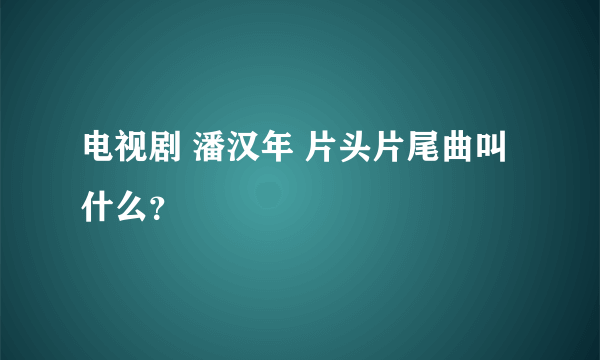 电视剧 潘汉年 片头片尾曲叫什么？