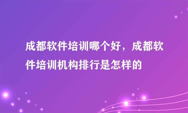 成都软件培训哪个好，成都软件培训机构排行是怎样的