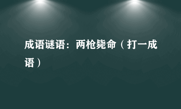 成语谜语：两枪毙命（打一成语）