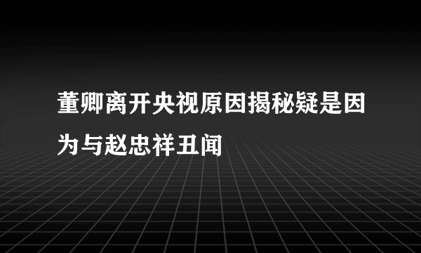 董卿离开央视原因揭秘疑是因为与赵忠祥丑闻