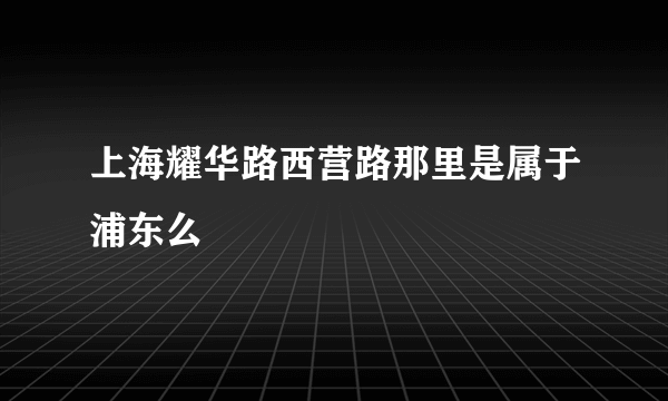 上海耀华路西营路那里是属于浦东么