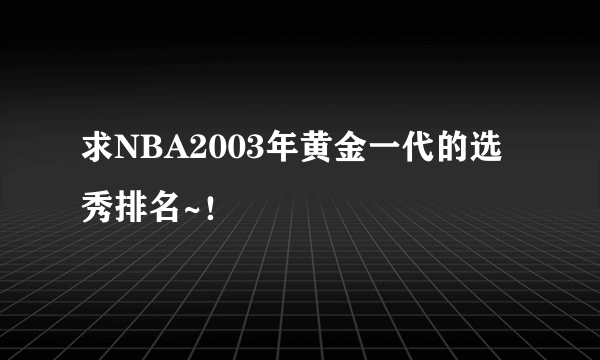 求NBA2003年黄金一代的选秀排名~！