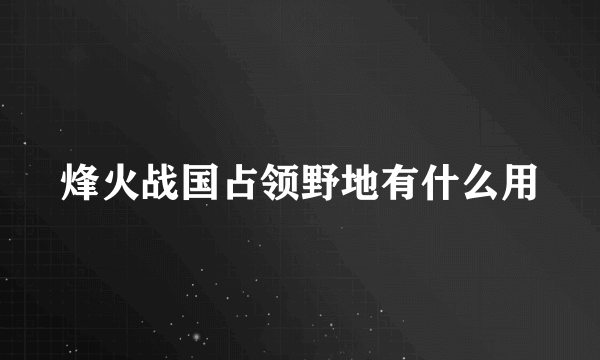 烽火战国占领野地有什么用