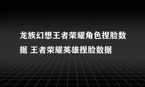 龙族幻想王者荣耀角色捏脸数据 王者荣耀英雄捏脸数据