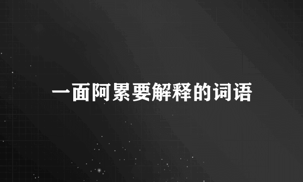 一面阿累要解释的词语