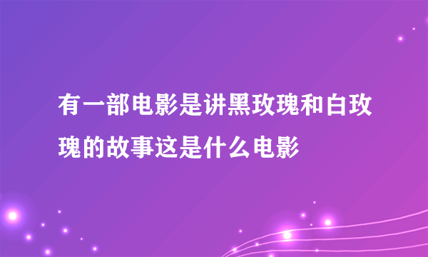 有一部电影是讲黑玫瑰和白玫瑰的故事这是什么电影