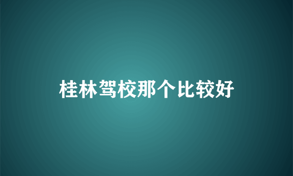 桂林驾校那个比较好