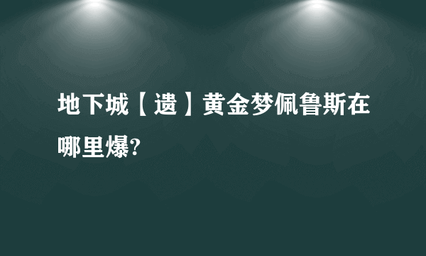 地下城【遗】黄金梦佩鲁斯在哪里爆?