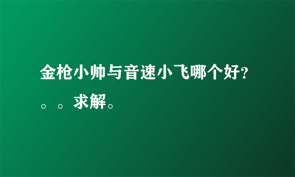 金枪小帅与音速小飞哪个好？。。求解。