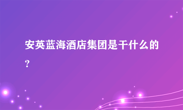 安英蓝海酒店集团是干什么的？