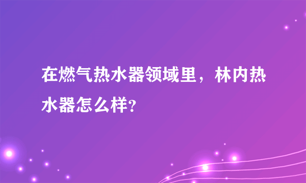 在燃气热水器领域里，林内热水器怎么样？