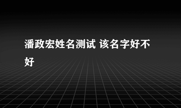 潘政宏姓名测试 该名字好不好