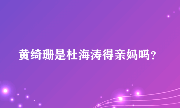 黄绮珊是杜海涛得亲妈吗？