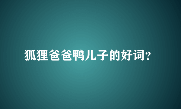 狐狸爸爸鸭儿子的好词？