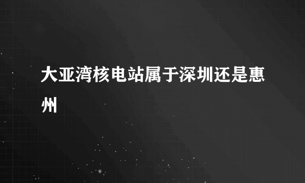 大亚湾核电站属于深圳还是惠州