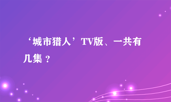 ‘城市猎人’TV版、一共有几集 ？