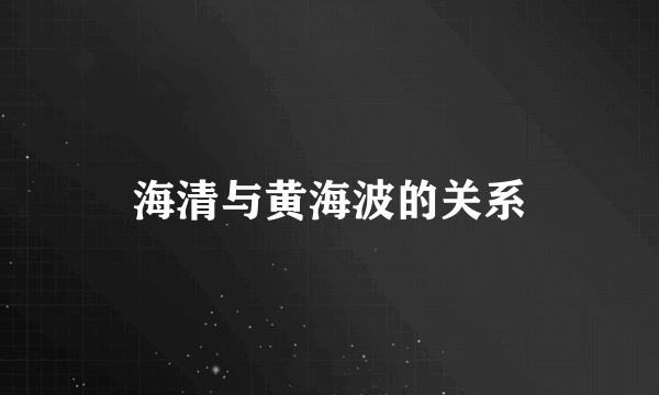 海清与黄海波的关系