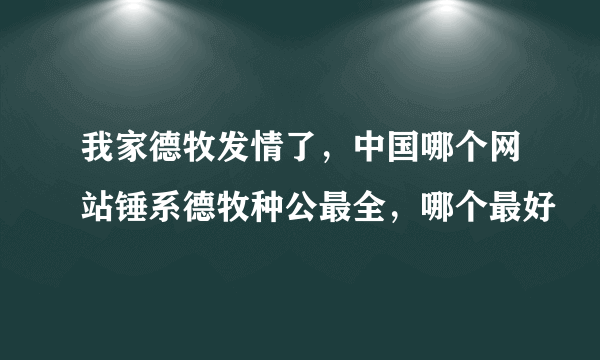 我家德牧发情了，中国哪个网站锤系德牧种公最全，哪个最好