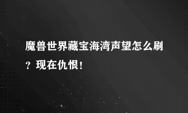 魔兽世界藏宝海湾声望怎么刷？现在仇恨！