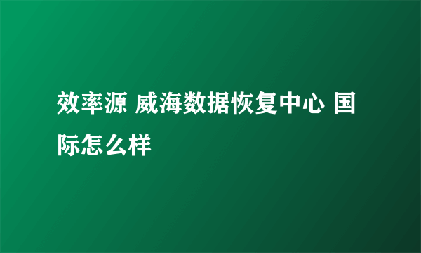 效率源 威海数据恢复中心 国际怎么样