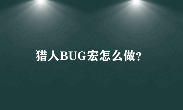 猎人BUG宏怎么做？