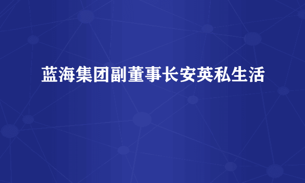 蓝海集团副董事长安英私生活