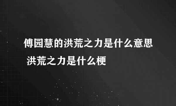 傅园慧的洪荒之力是什么意思 洪荒之力是什么梗