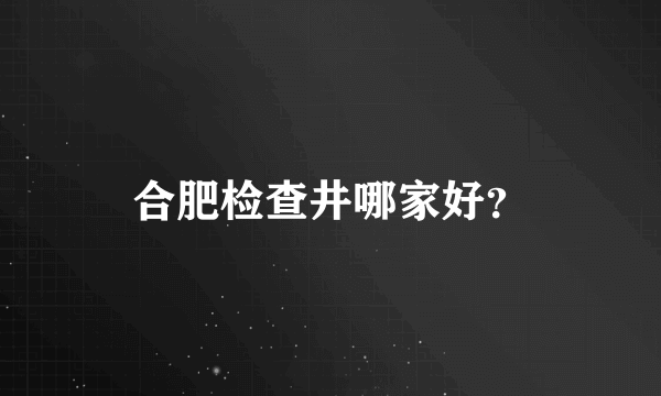 合肥检查井哪家好？