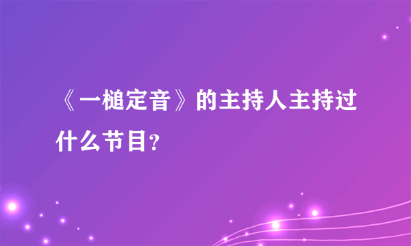 《一槌定音》的主持人主持过什么节目？