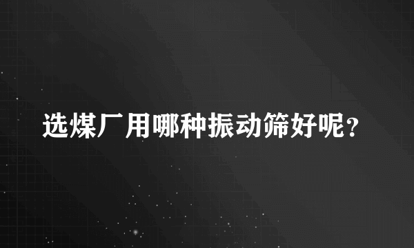 选煤厂用哪种振动筛好呢？