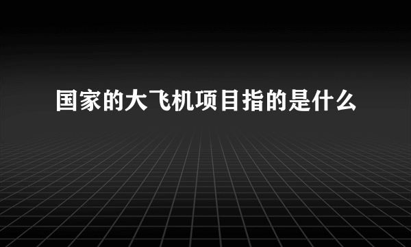 国家的大飞机项目指的是什么