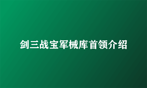 剑三战宝军械库首领介绍