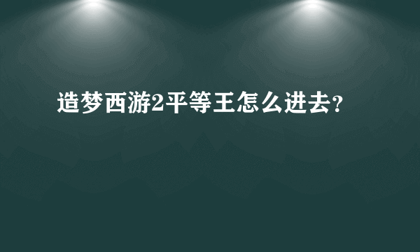 造梦西游2平等王怎么进去？