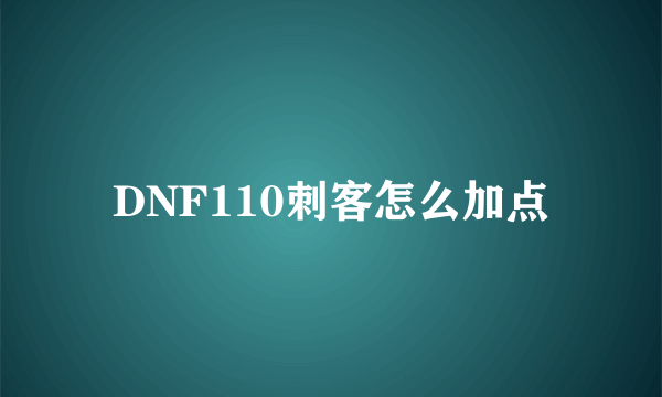 DNF110刺客怎么加点