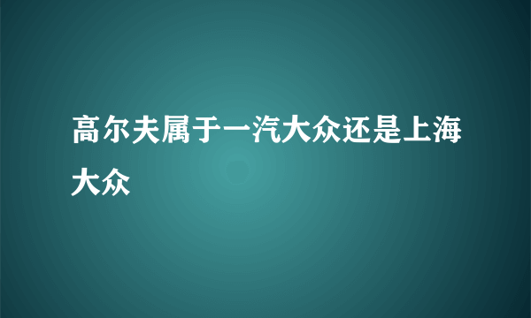 高尔夫属于一汽大众还是上海大众