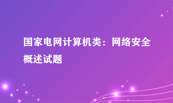 国家电网计算机类：网络安全概述试题