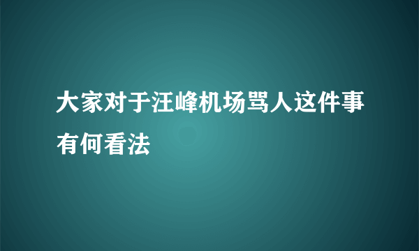 大家对于汪峰机场骂人这件事有何看法