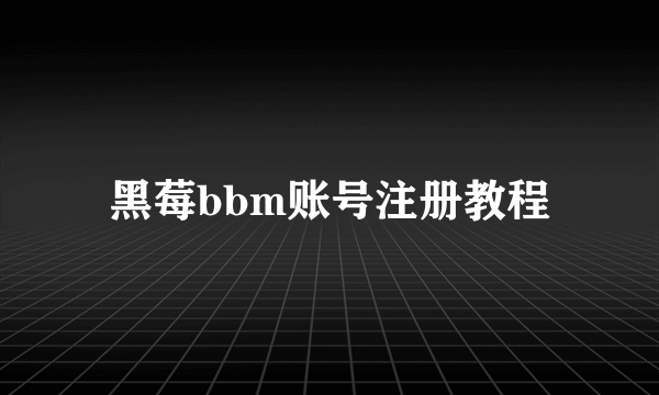 黑莓bbm账号注册教程