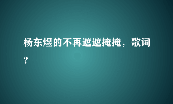 杨东煜的不再遮遮掩掩，歌词？