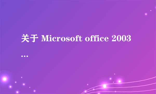 关于 Microsoft office 2003 的问题?