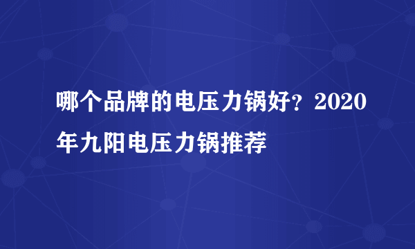 哪个品牌的电压力锅好？2020年九阳电压力锅推荐