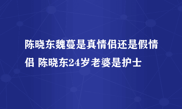 陈晓东魏蔓是真情侣还是假情侣 陈晓东24岁老婆是护士