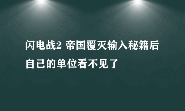 闪电战2 帝国覆灭输入秘籍后自己的单位看不见了