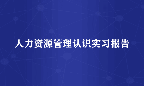 人力资源管理认识实习报告