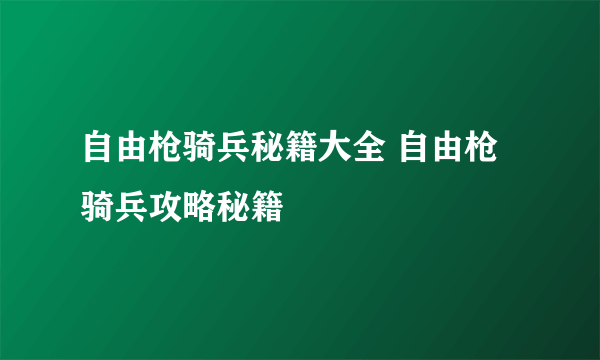 自由枪骑兵秘籍大全 自由枪骑兵攻略秘籍