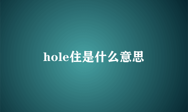 hole住是什么意思