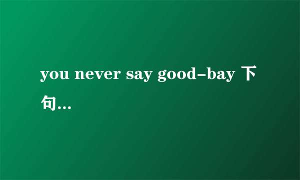 you never say good-bay 下句是啥？什么意思谢谢了，大神帮忙啊