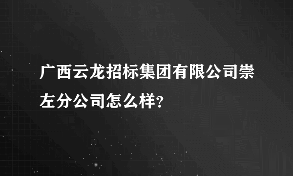 广西云龙招标集团有限公司崇左分公司怎么样？